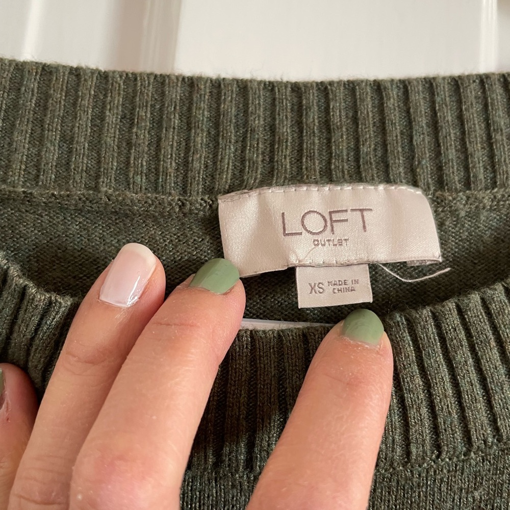 LOFT Green Crew Neck Sweater